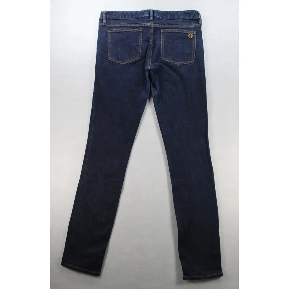 Tory Burch Super Skinny Blue Jeans Women's 29 Gold Hardware
